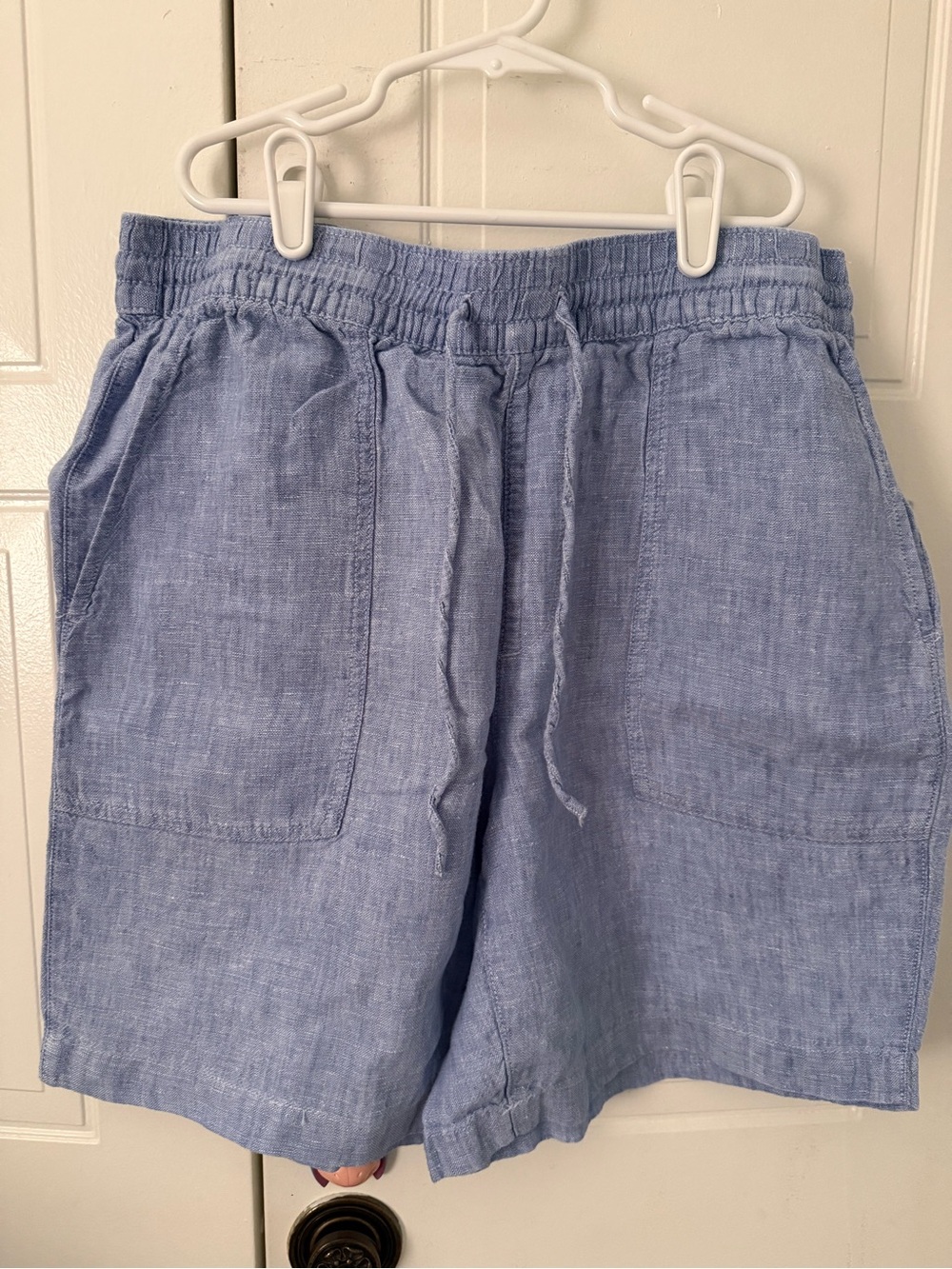 Lands' End Light Blue Women's Linen Blend Drawstring Shorts size small prairie